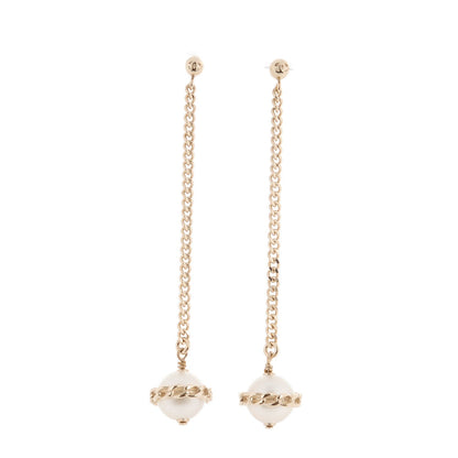 Chanel Resin Pearl CC Drop Earrings Gold 1 of 6
