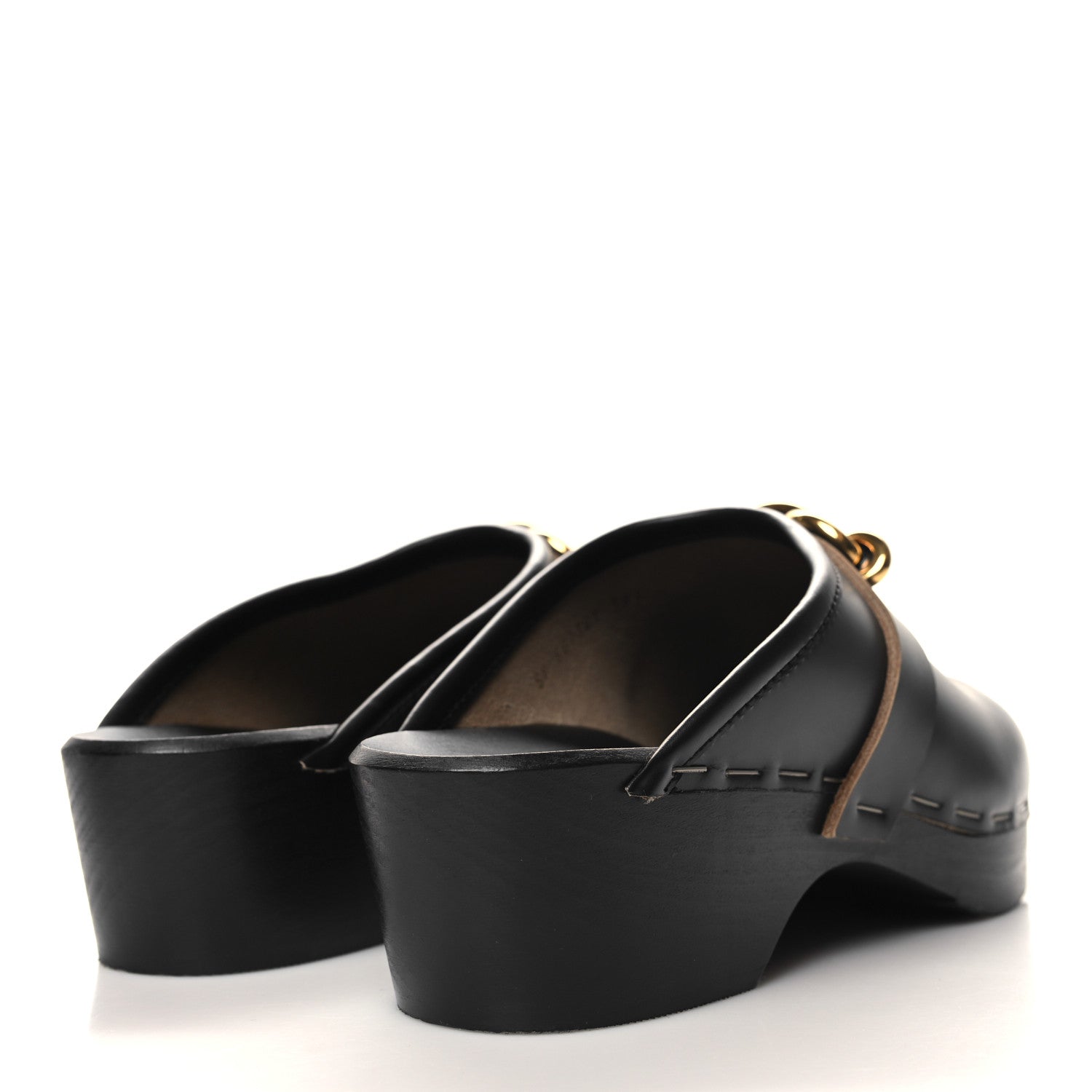 Saint Laurent Smooth Calfskin Le Maillon Clogs 38.5 Black 4 of 9