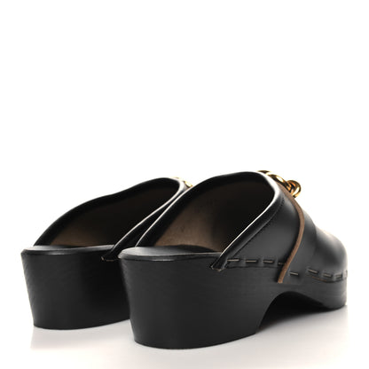 Saint Laurent Smooth Calfskin Le Maillon Clogs 38.5 Black 4 of 9