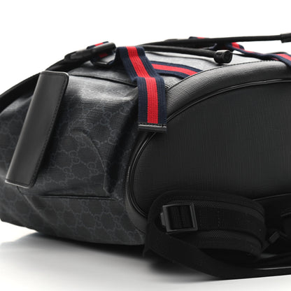 Gucci Soft GG Supreme Monogram Appia Calfskin Web Double Buckle Backpack Black 8 of 10