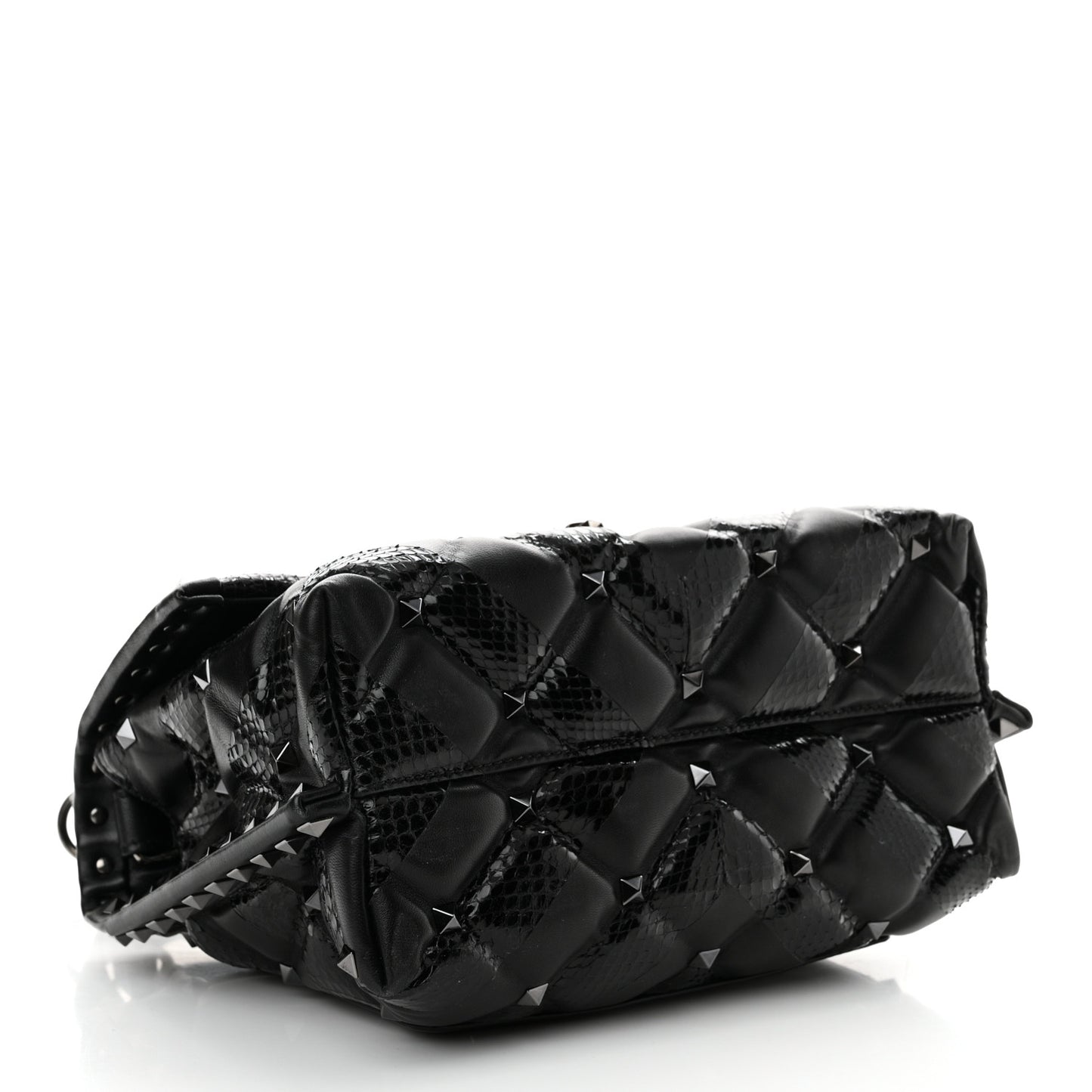 Nappa Snakeskin Monochrome Medium Candystud Top Handle Bag Black