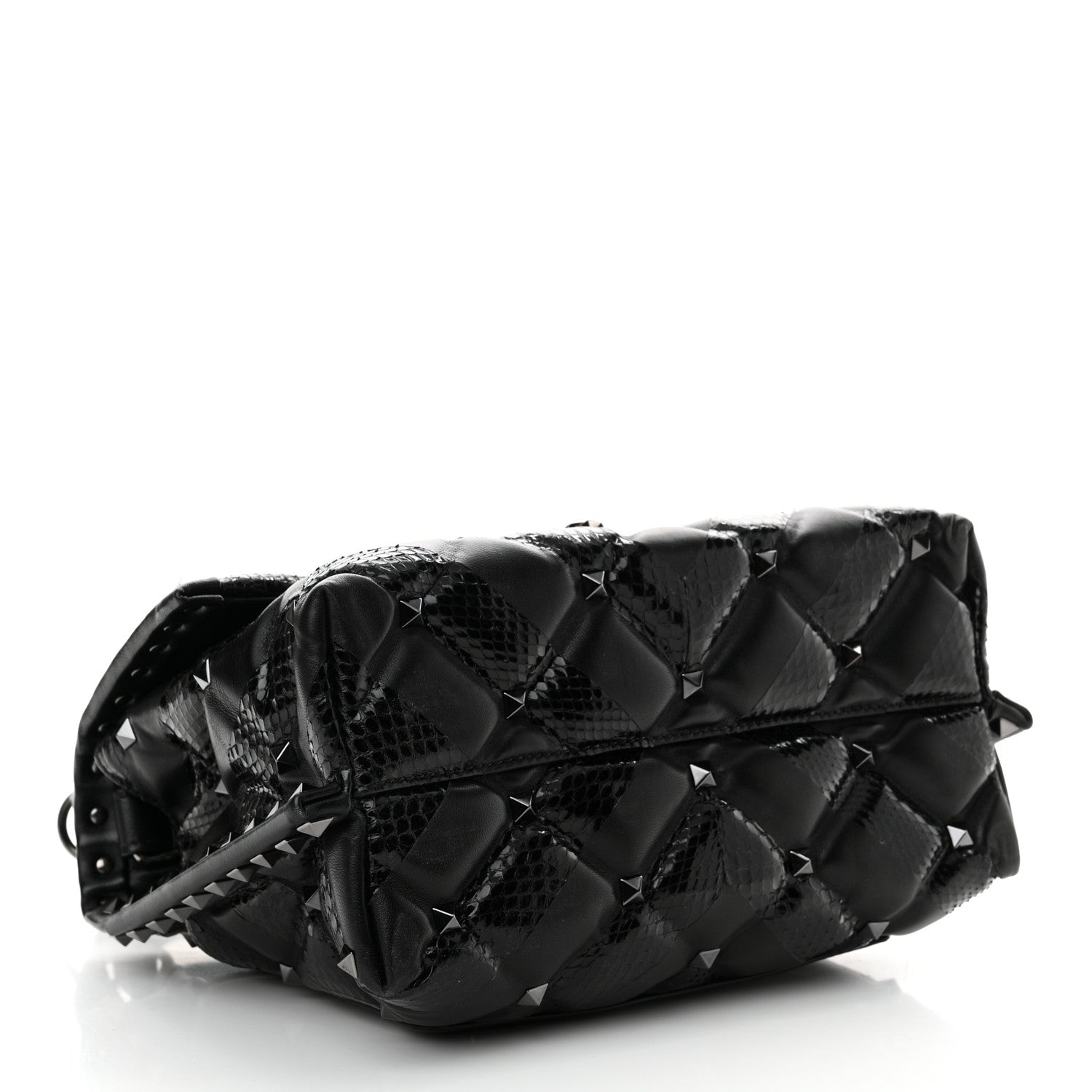 Valentino Garavani Nappa Snakeskin Monochrome Medium Candystud Top Handle Bag Black 4 of 9