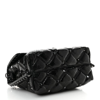 Valentino Garavani Nappa Snakeskin Monochrome Medium Candystud Top Handle Bag Black 4 of 9