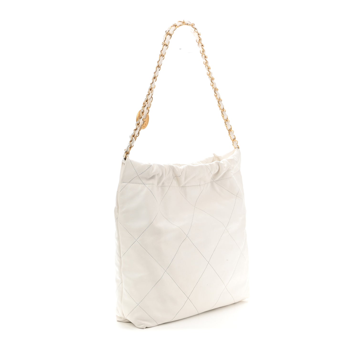 Shiny Calfskin Quilted Small Chanel 22 White