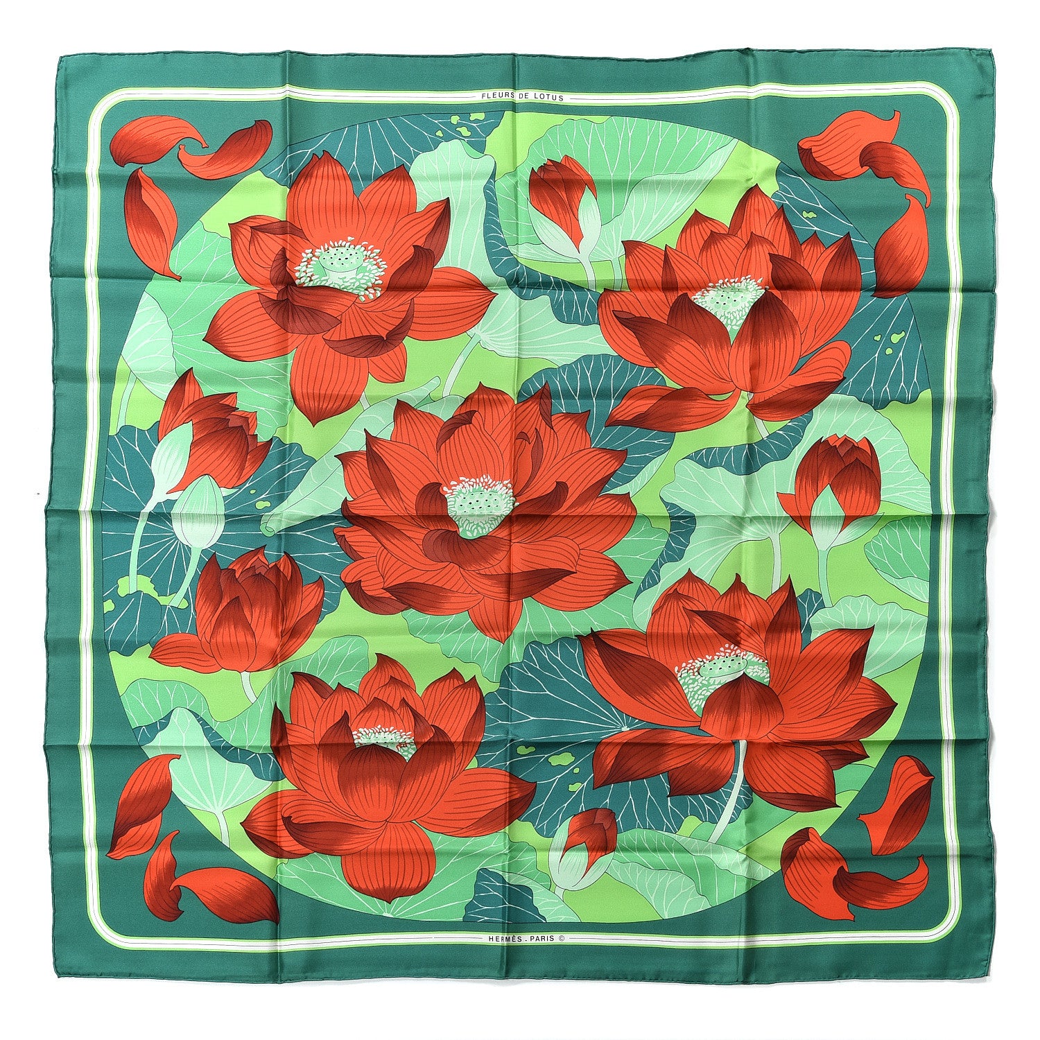 Hermes Silk Fleurs de Lotus Scarf 90 1 of 5