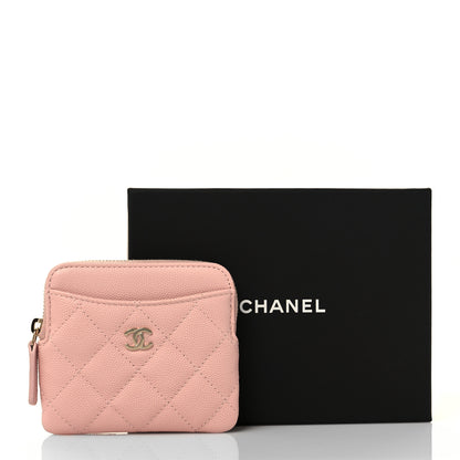 Chanel Caviar Quilted Zip Card Holder Wallet Light Pink 10 of 10
