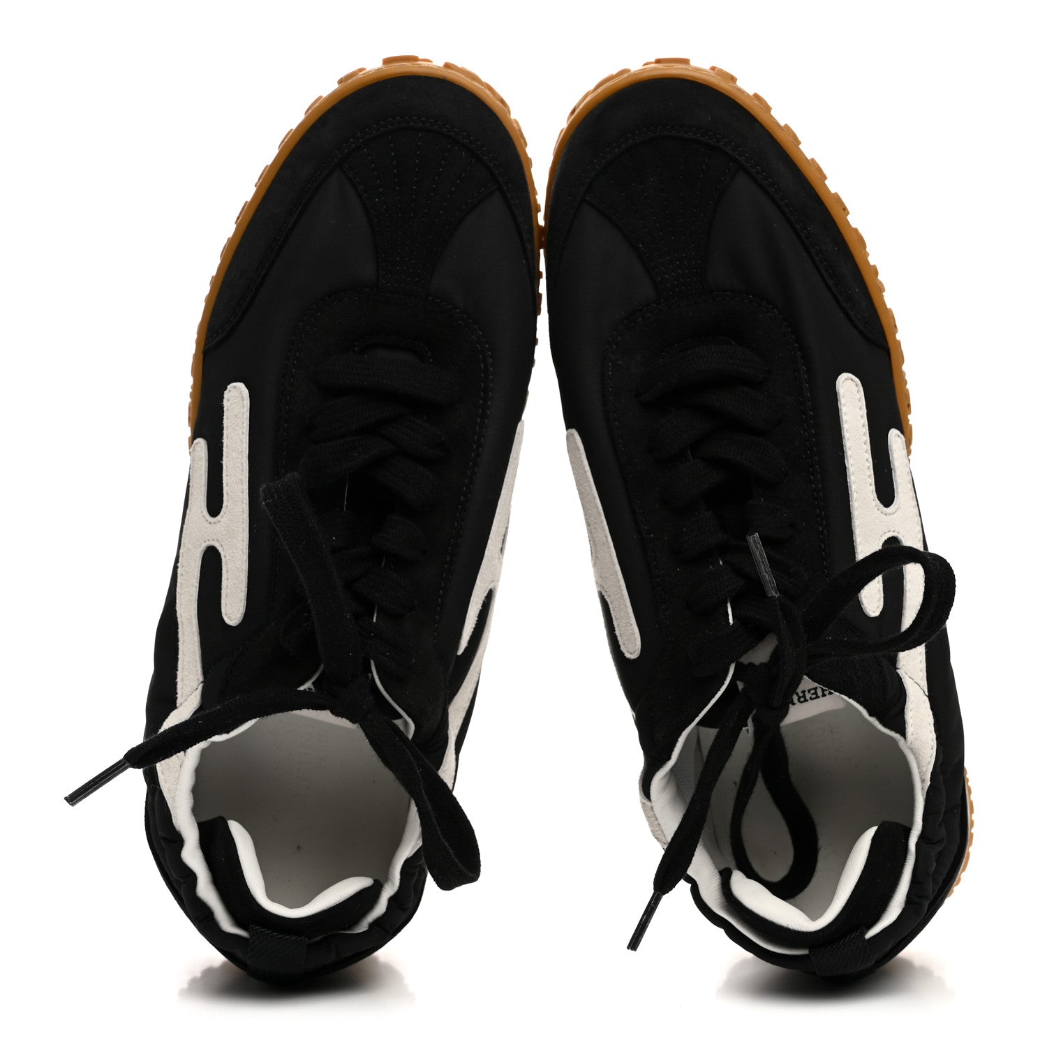 Hermes Parachute Fabric Suede Goatskin Jet Sneakers 38.5 Black White 2 of 9