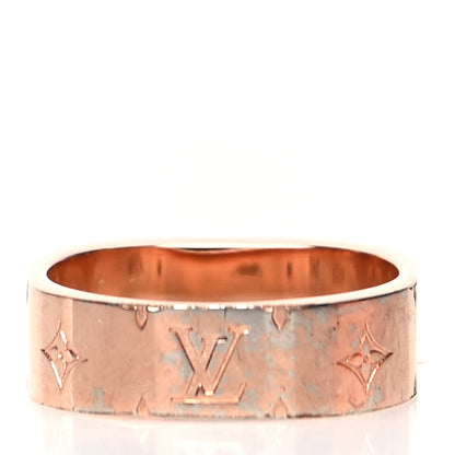 Louis Vuitton Brass Monogram Engraved Nanogram Ring M Pink Gold 3 of 6