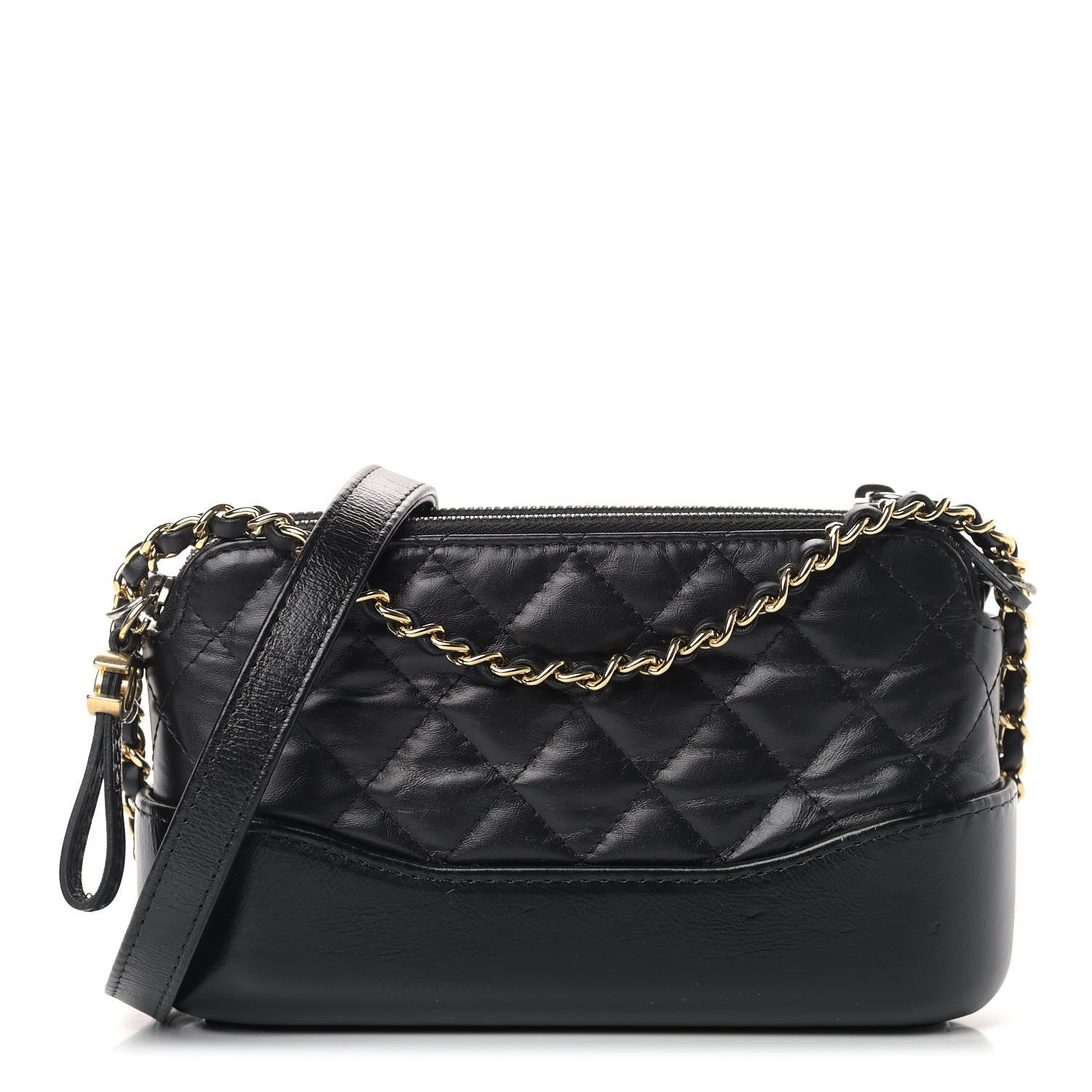 Chanel Aged Calfskin Quilted Small Gabrielle Clutch With Chain Black 1 of 10