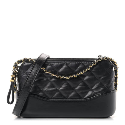 Chanel Aged Calfskin Quilted Small Gabrielle Clutch With Chain Black 1 of 10