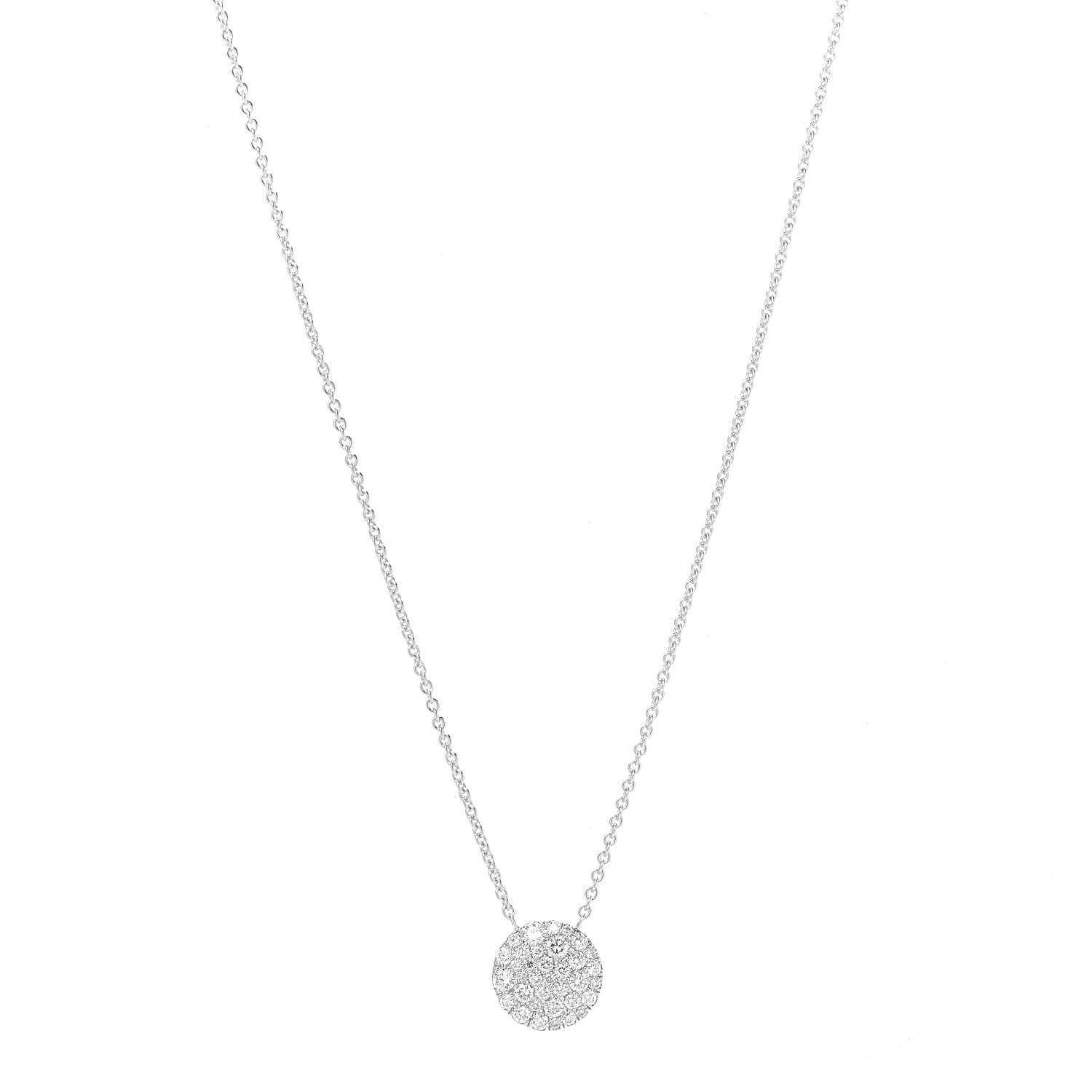 Tiffany 18K White Gold Diamond Metro Round Pendant Necklace 1 of 7