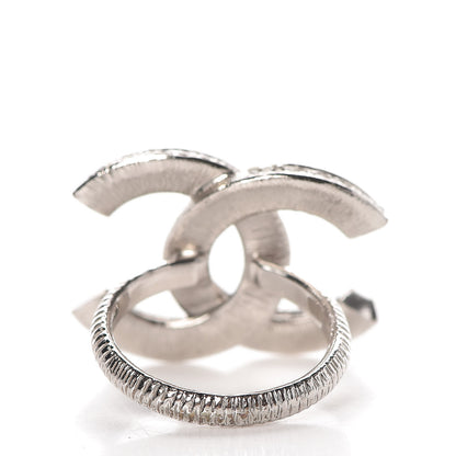 Chanel Ruthenium Crystal CC Logo Ring 6 Black 4 of 6