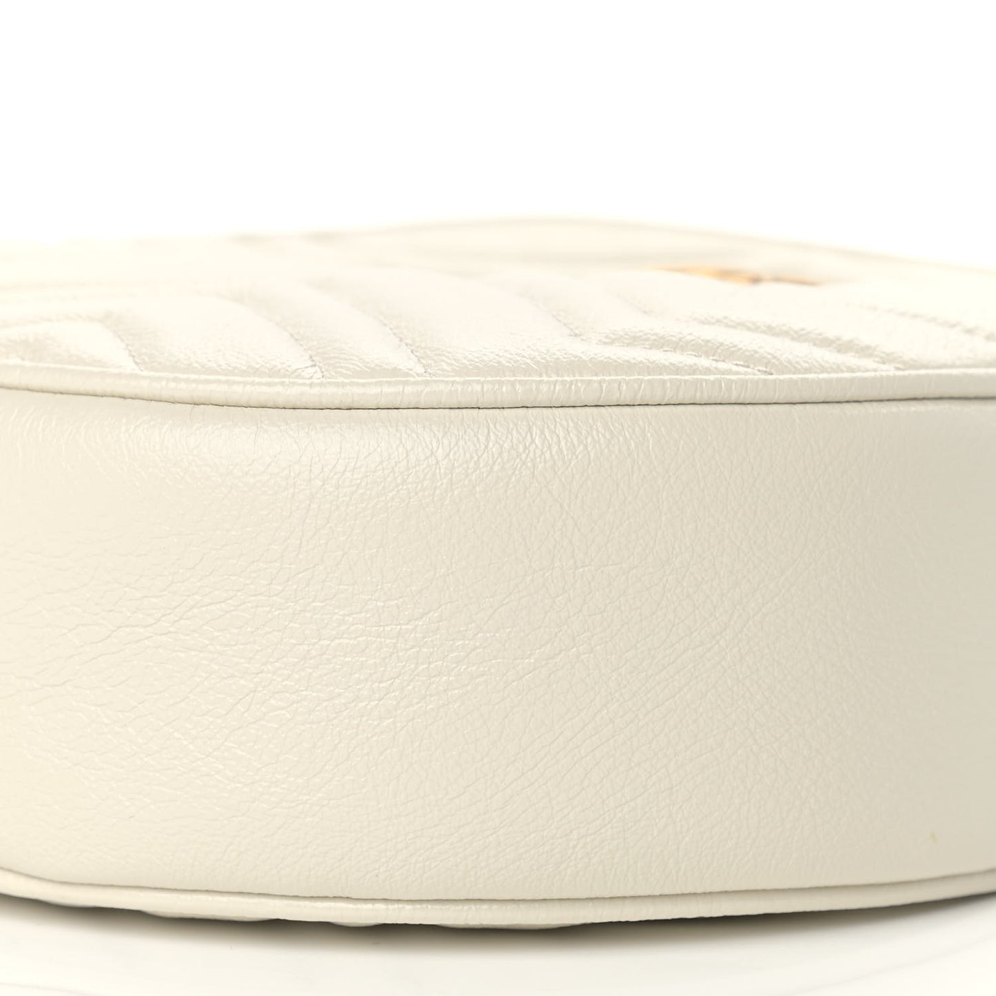 Calfskin Matelasse Mini GG Marmont Round Shoulder Bag White