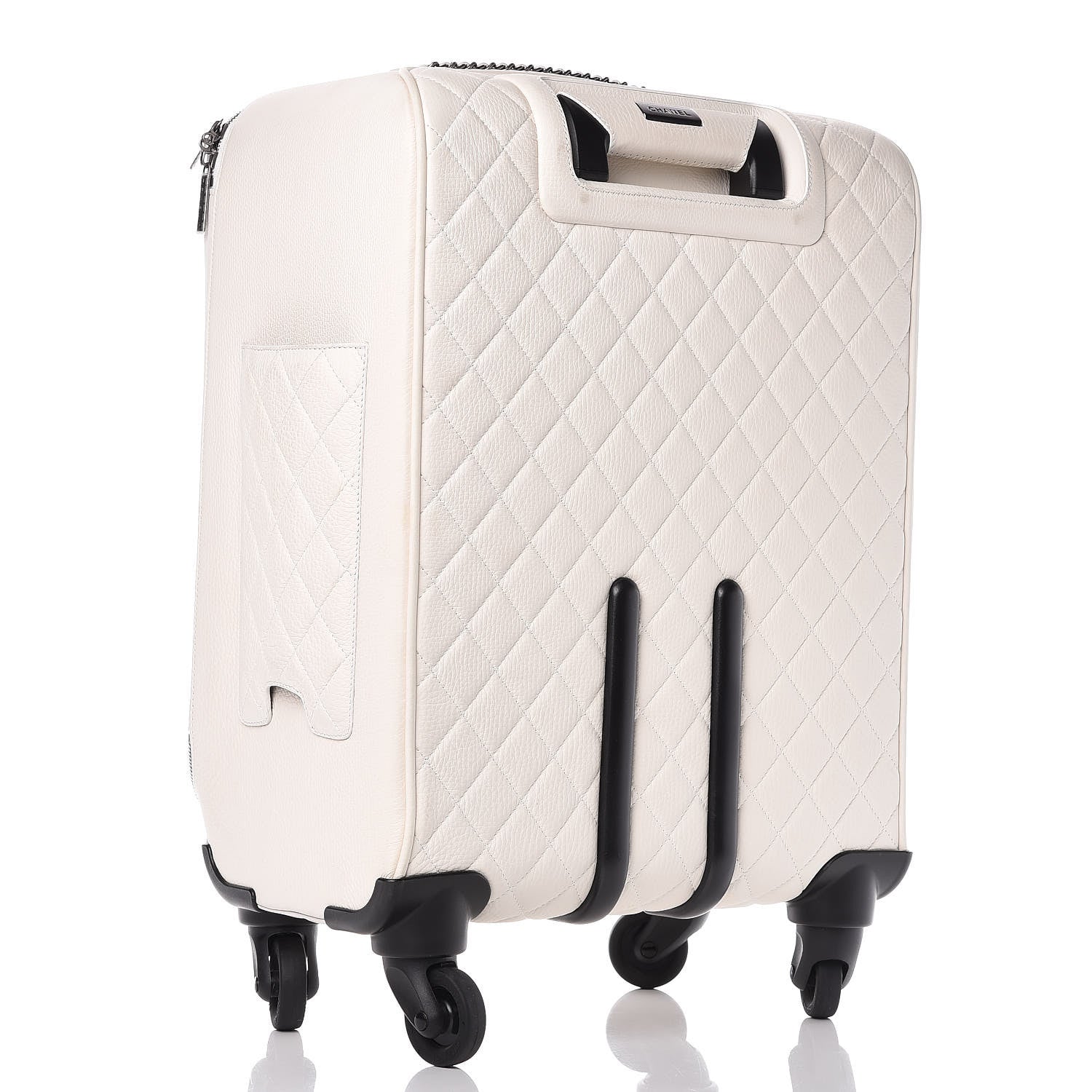 Chanel Calfskin Quilted Coco Case Trolley Rolling Luggage White 3 of 13