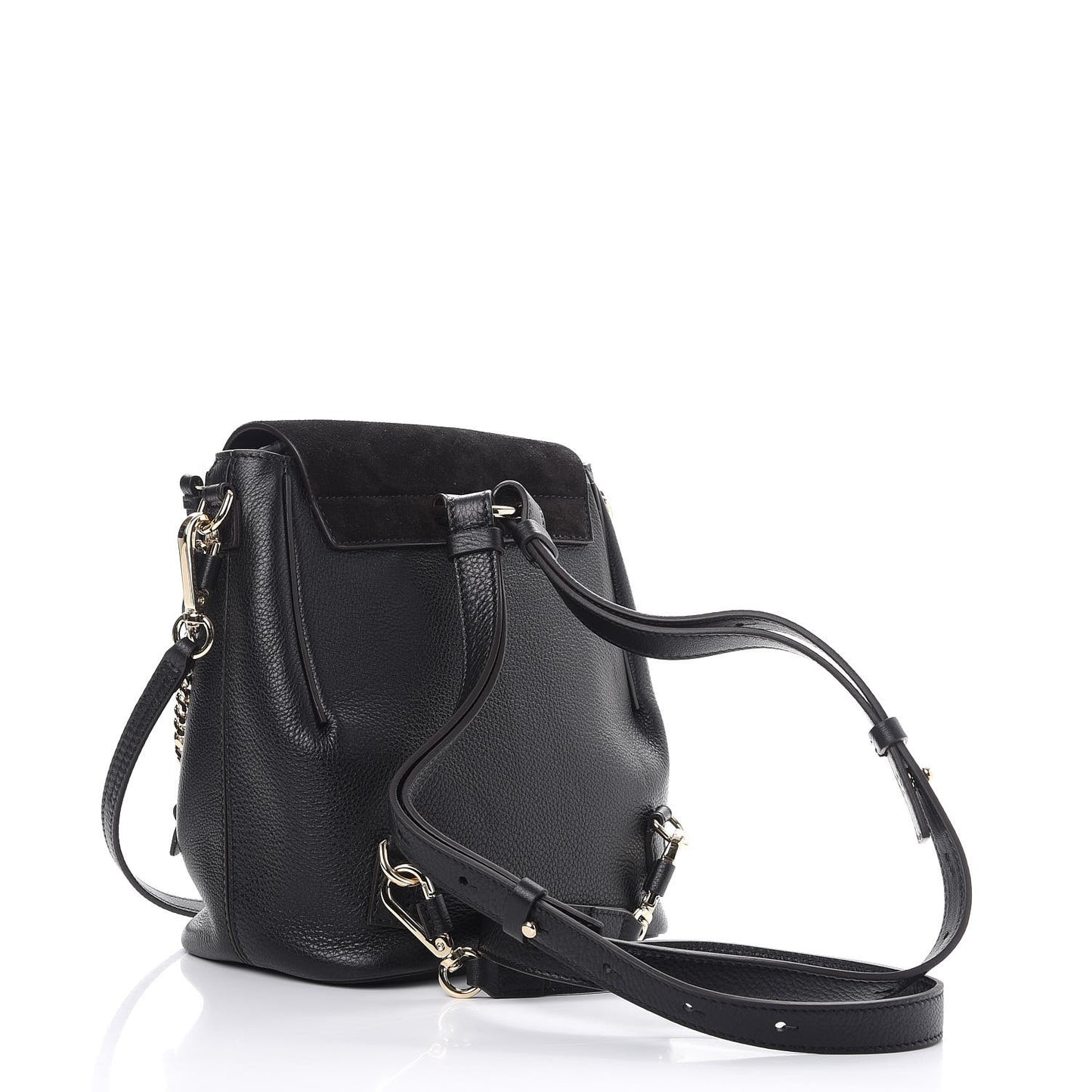 Suede Calfskin Small Faye Backpack Black