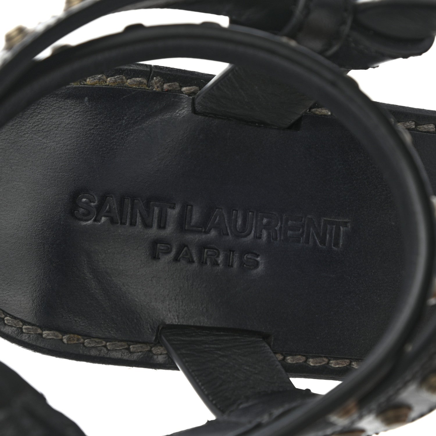 Saint Laurent Calfskin Studded Sandal Pumps 38 Black 7 of 9