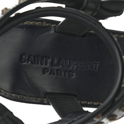 Saint Laurent Calfskin Studded Sandal Pumps 38 Black 7 of 9