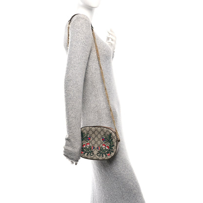 Gucci GG Supreme Monogram Floral Embroidered Mini Chain Shoulder Bag Beige Ebony Tuscany 2 of 10