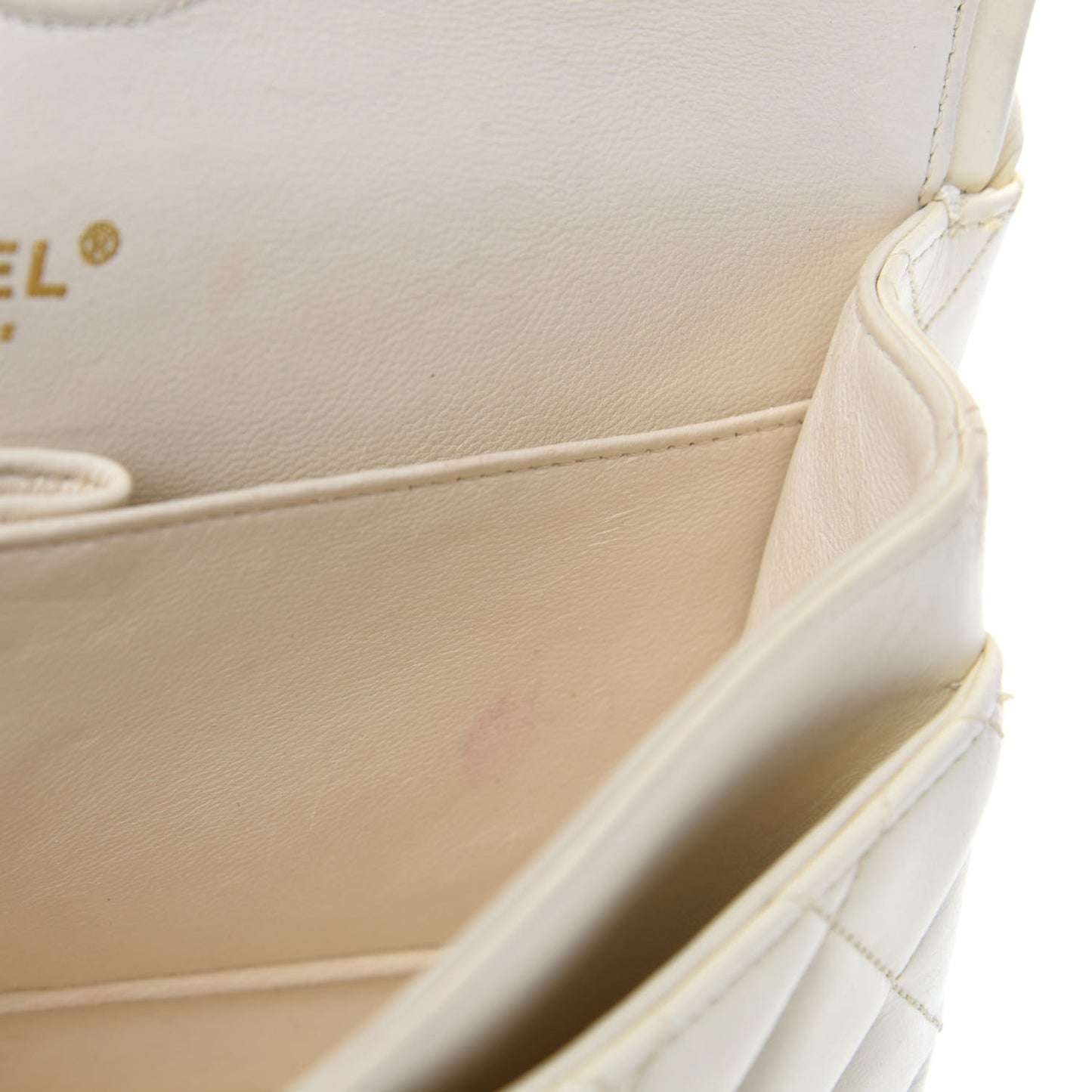 Lambskin Quilted Medium Double Flap White