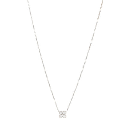Tiffany Platinum Diamond .22ctw Flower Pendant Necklace 1 of 4
