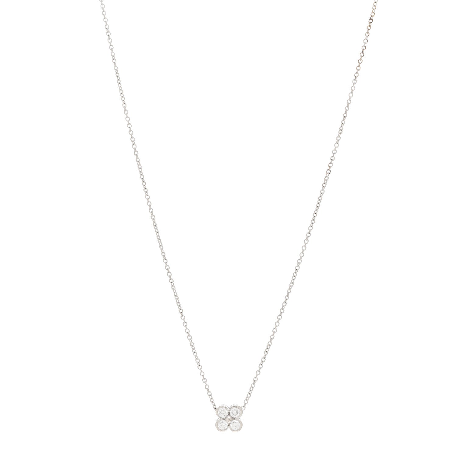 Tiffany Platinum Diamond .22ctw Flower Pendant Necklace 1 of 4
