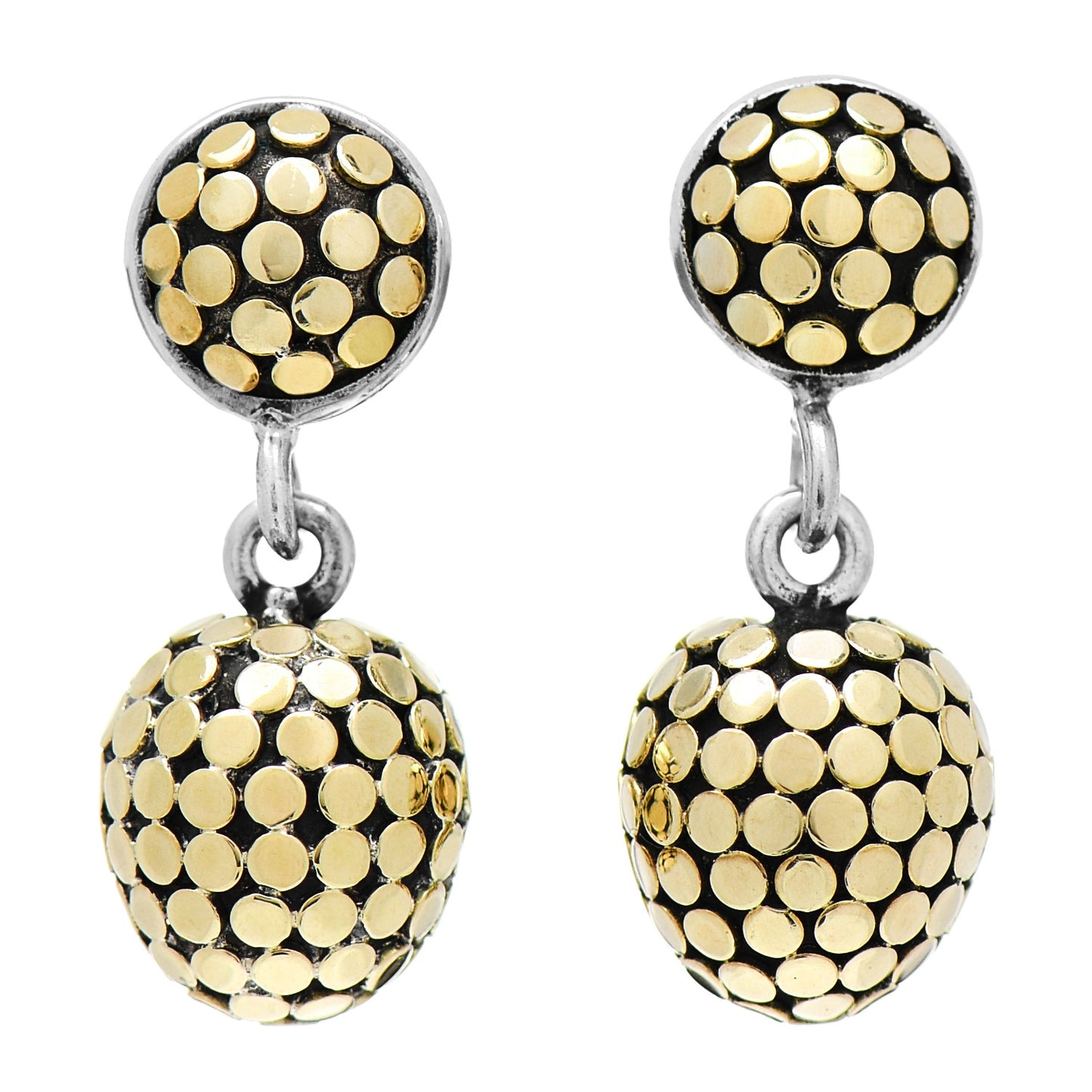 Sterling Silver 18K Yellow Gold Dot Drop Earrings
