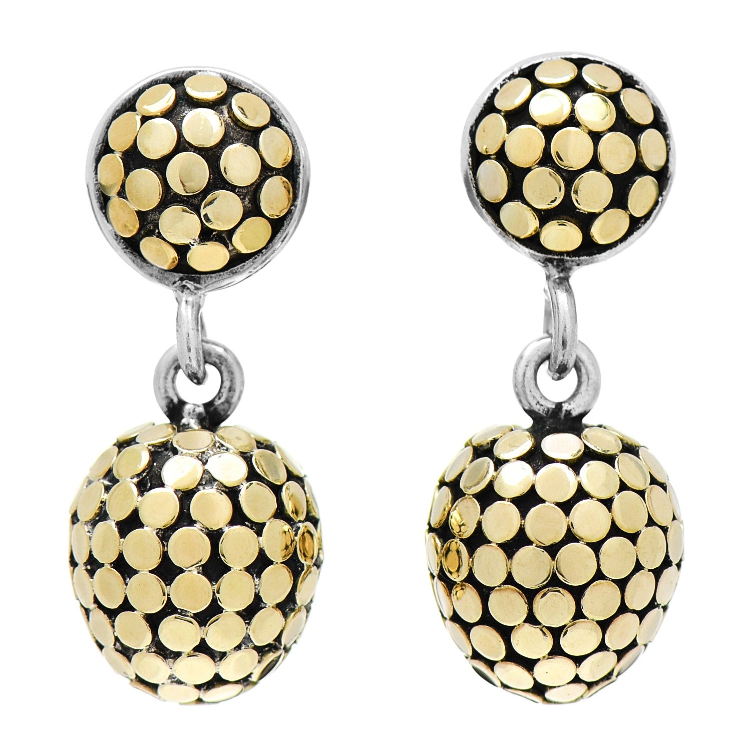 John Hardy Sterling Silver 18K Yellow Gold Dot Drop Earrings 1 of 4