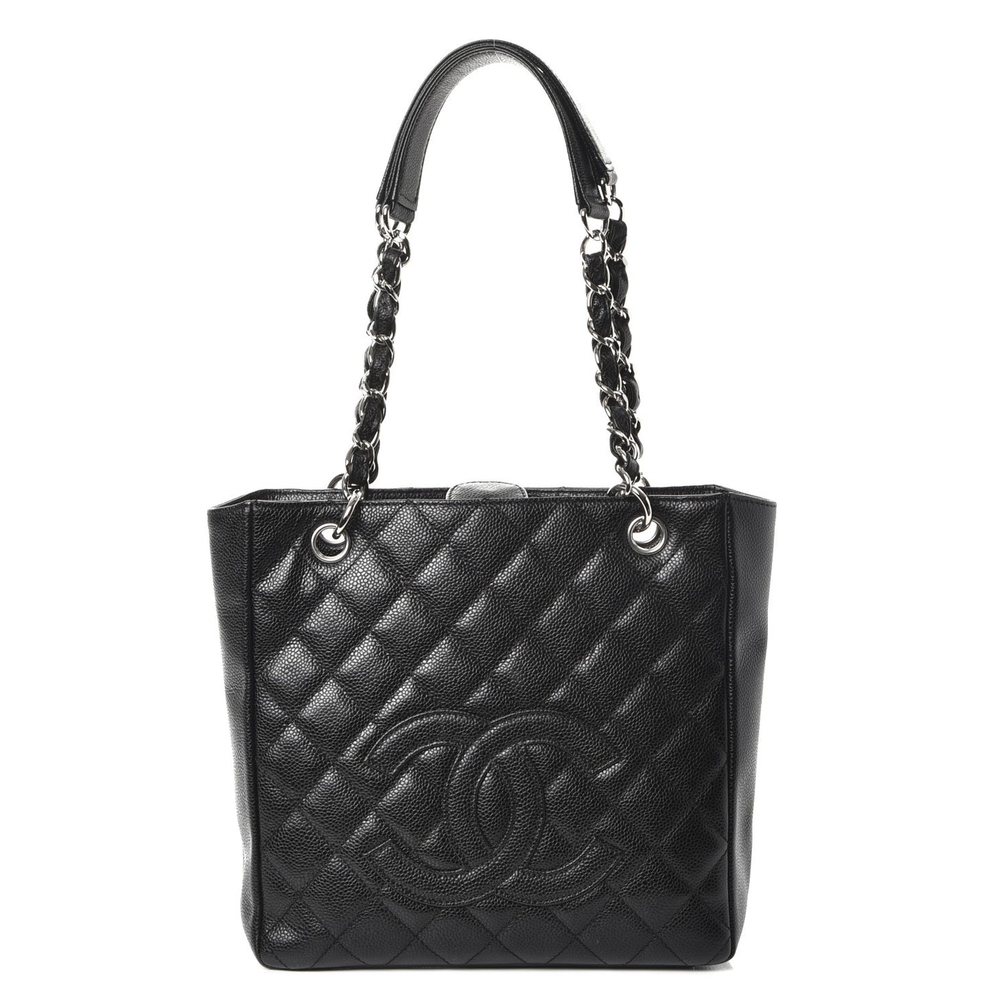 Caviar Quilted Petit Shopping Tote PST Black