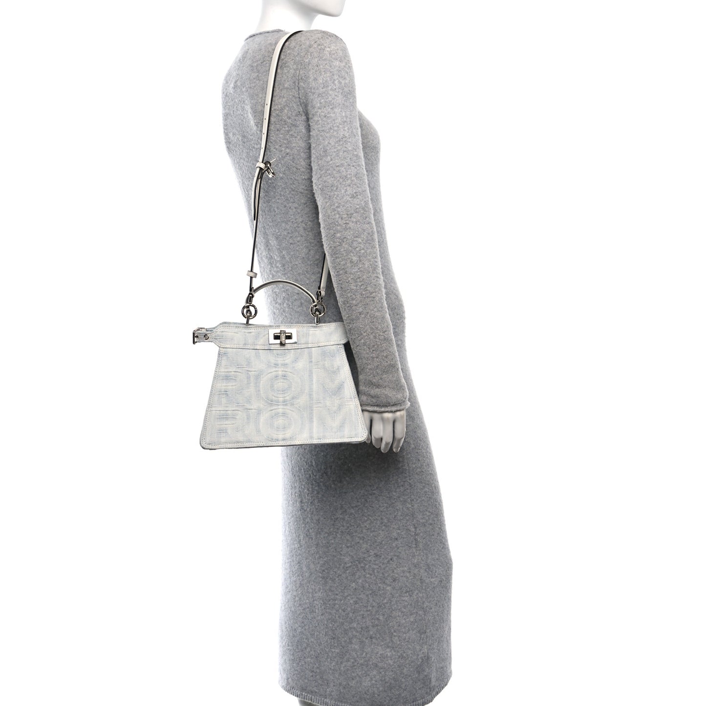 X MARC JACOBS Bleached Denim Small Peekaboo I SEE U Satchel Off White