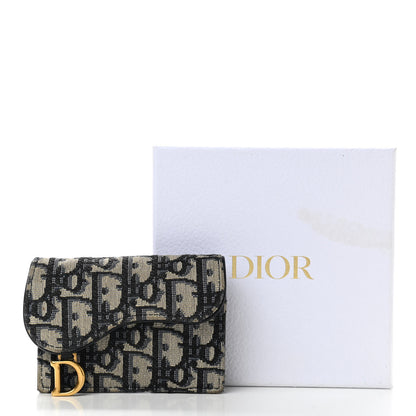 Christian Dior Oblique Saddle Card Holder Blue 9 of 9
