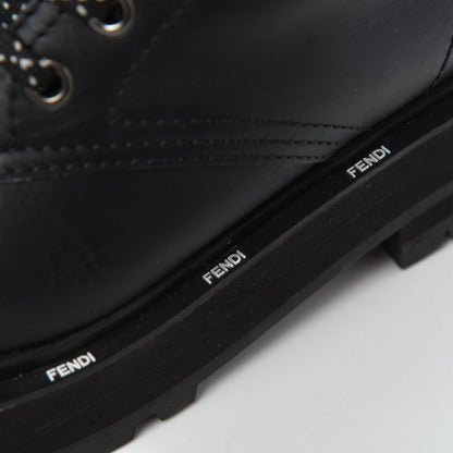 Fendi Calfskin FFreedom Platform Biker Boots 35 Black 6 of 18