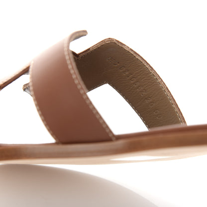 Hermes Box Calfskin Oran Sandals 39.5 Gold 10 of 11