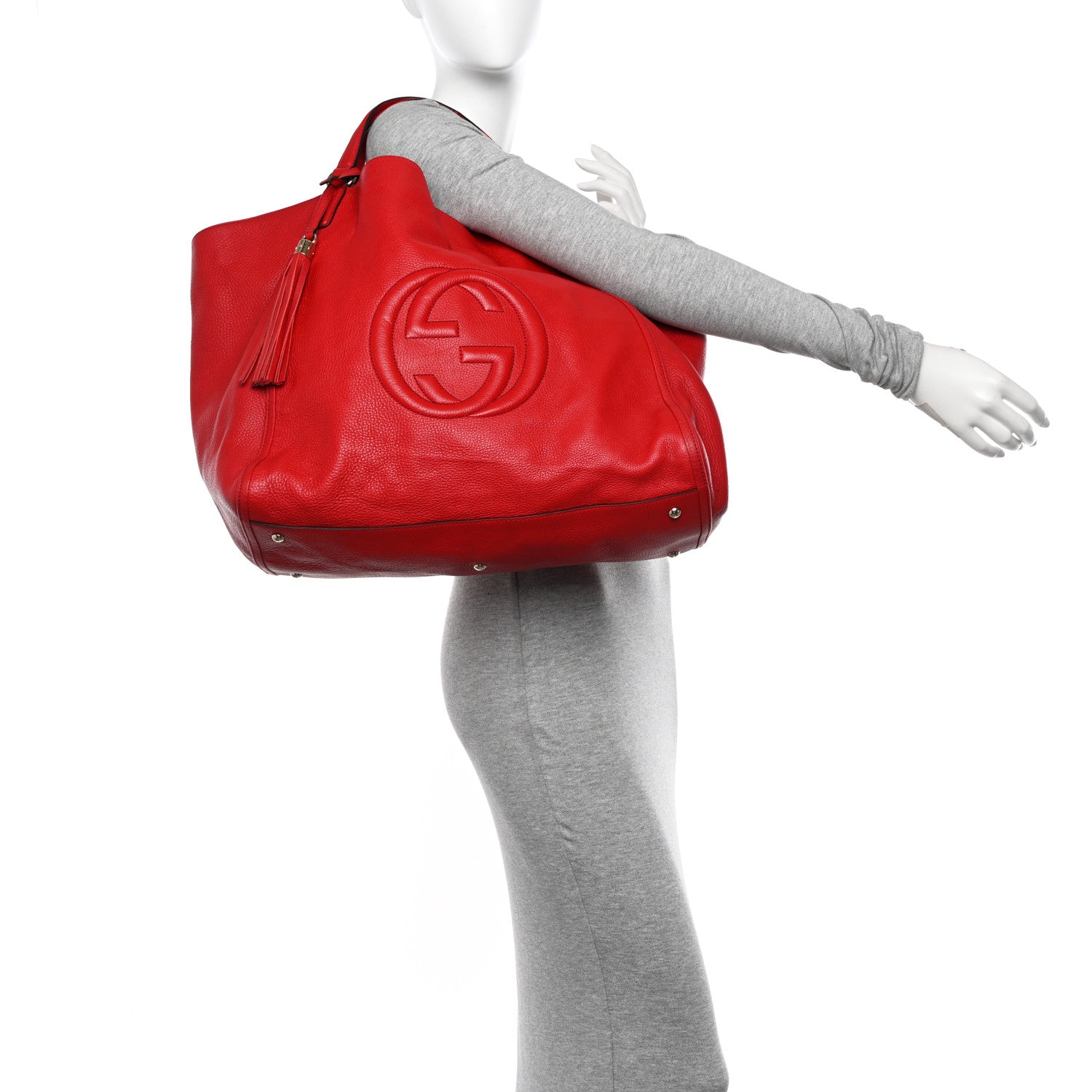 Gucci Pebbled Calfskin Large Soho Shoulder Bag Red 2 of 10