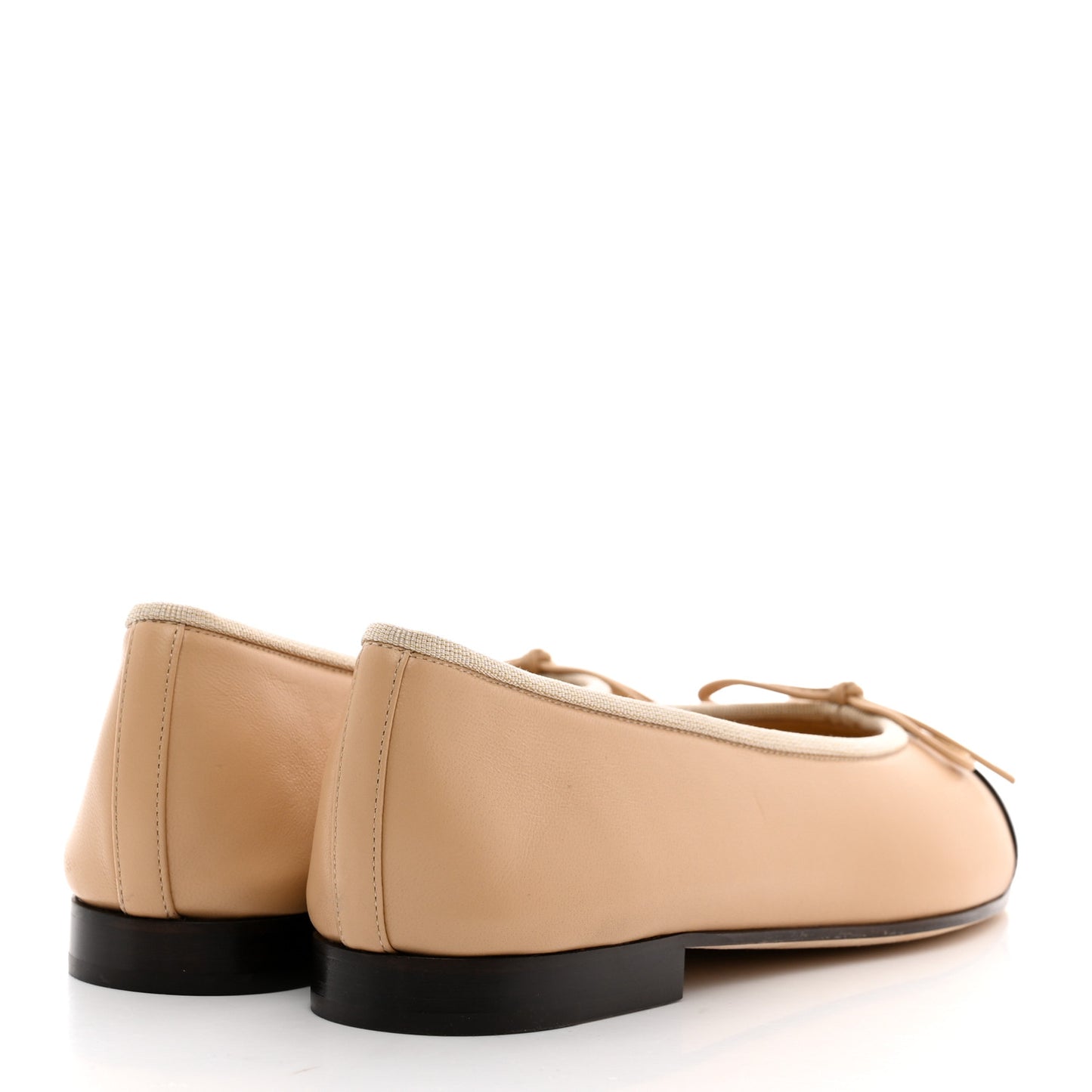 Lambskin Cap Toe CC Ballerina Flats 38 Beige Black