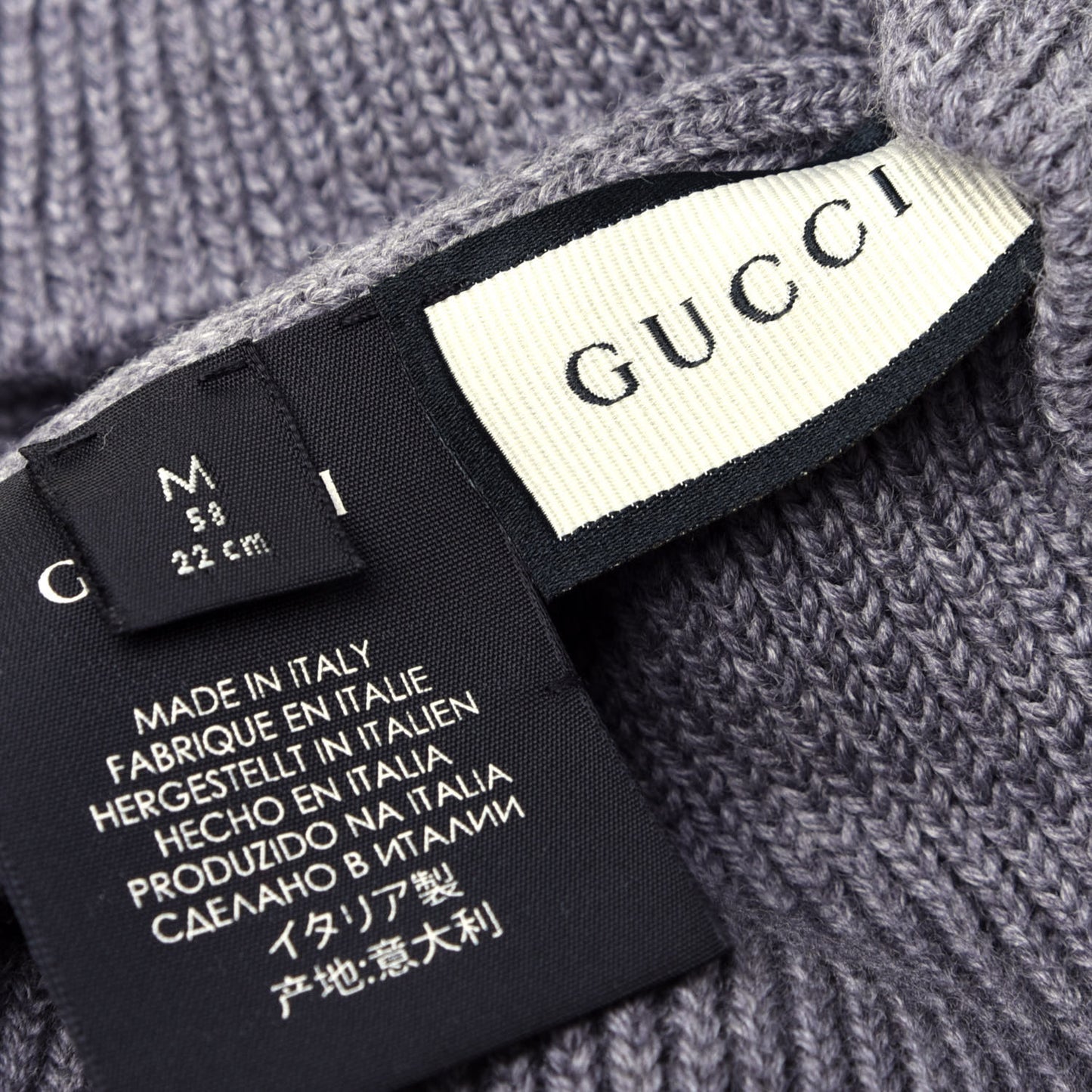 Wool Tricot Interlocking G Simple GG Beanie Hat M Graphite