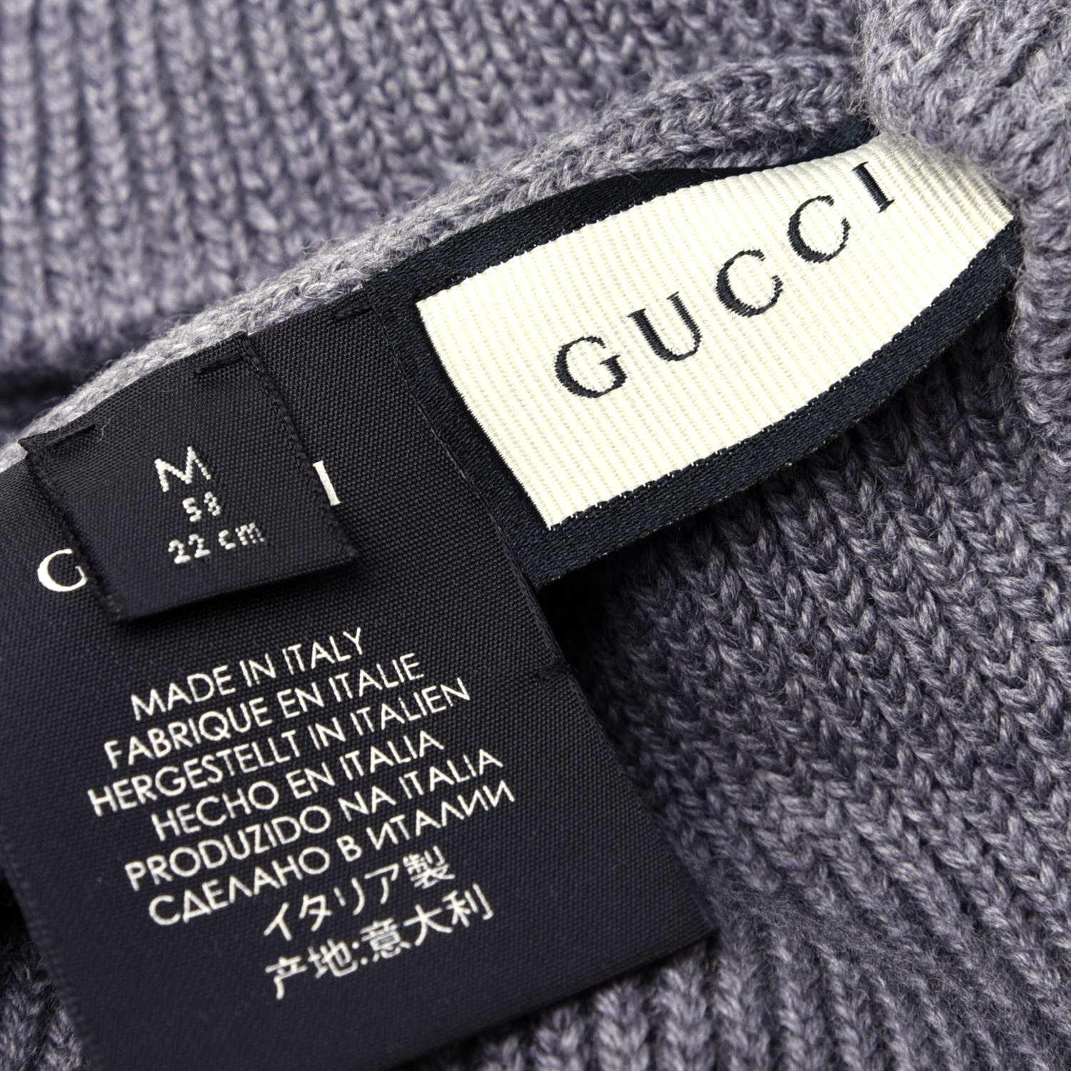 Gucci Wool Tricot Interlocking G Simple GG Beanie Hat M Graphite 3 of 4