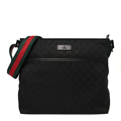 Gucci Monogram Web Medium Flat Messenger Bag Black 1 of 10