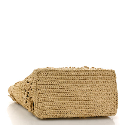 Christian Dior Woven Raffia Floral Embellished Small Book Tote Natural 4 of 8