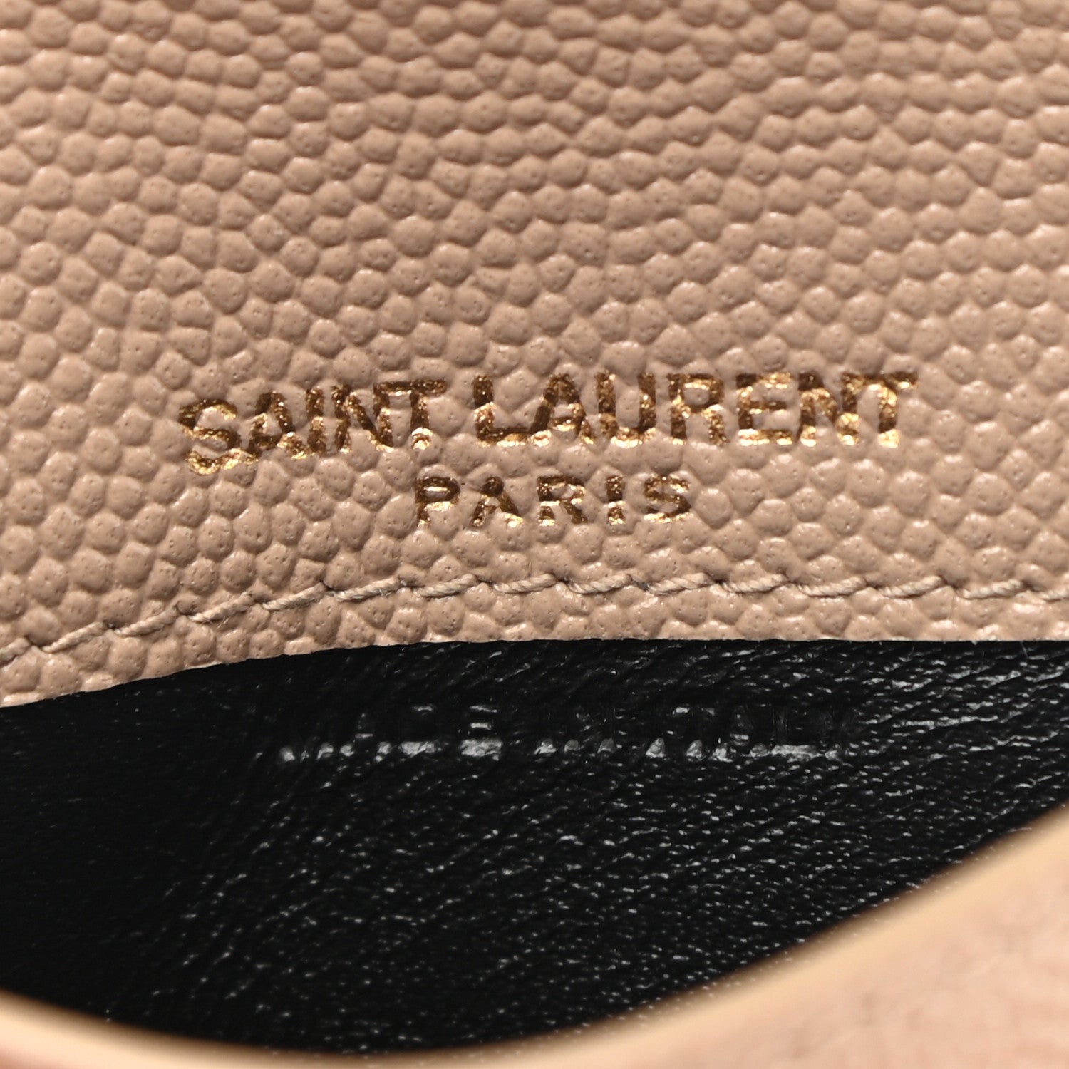 Saint Laurent Grain De Poudre Uptown Monogram Card Case Dark Beige 7 of 9