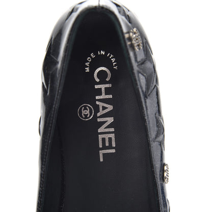 Chanel Patent Glitter CC Star Embossed Ballerina Flats 38 Black 7 of 10