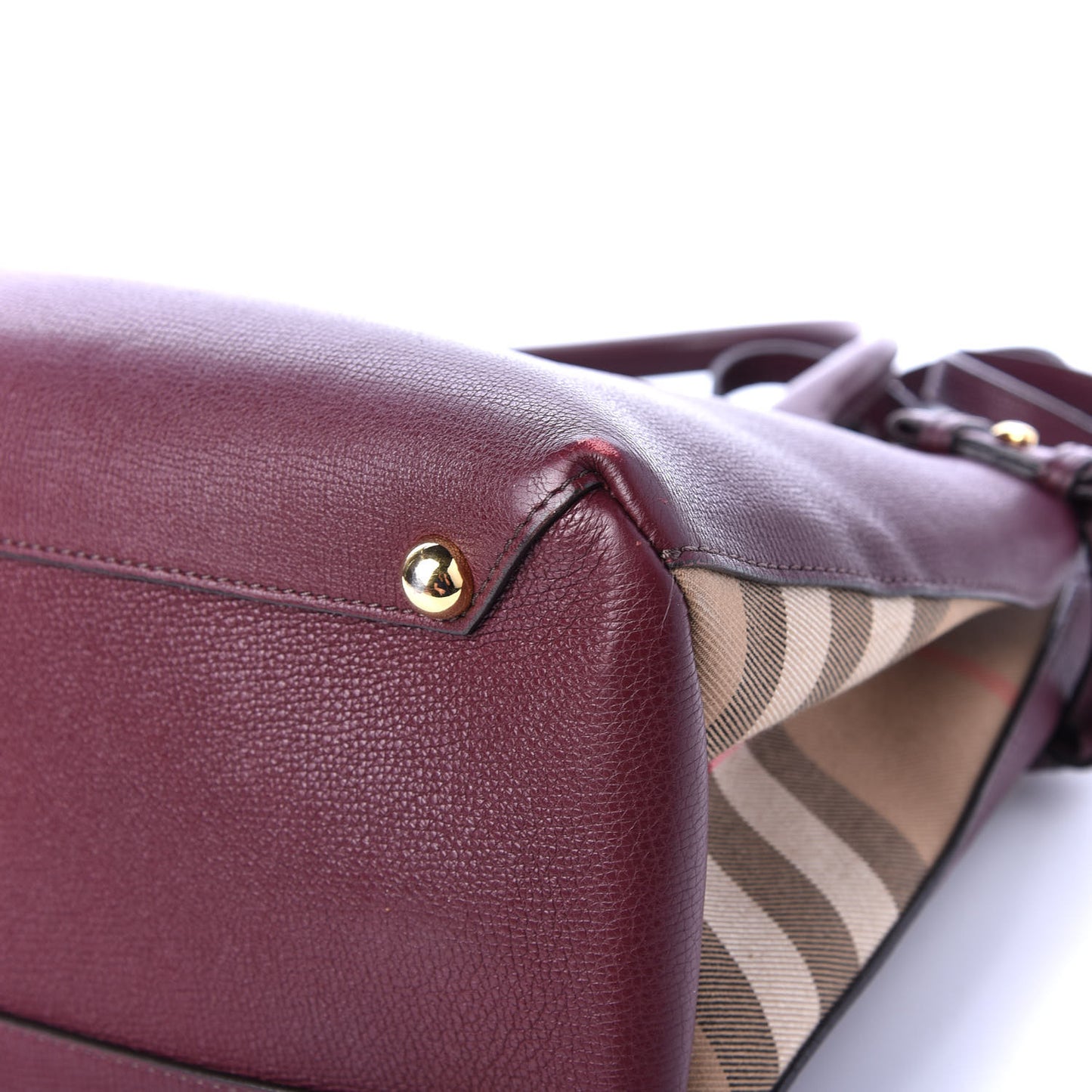 Grainy Calfskin House Check Medium Banner Tote Elderberry