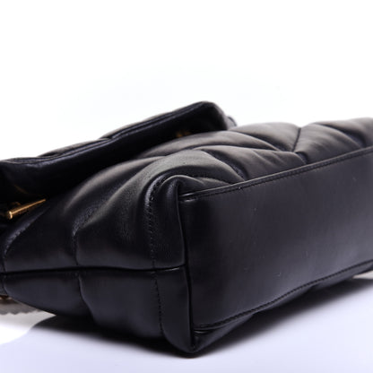 Saint Laurent Lambskin Quilted Toy Loulou Puffer Monogram Chain Satchel Black 6 of 12