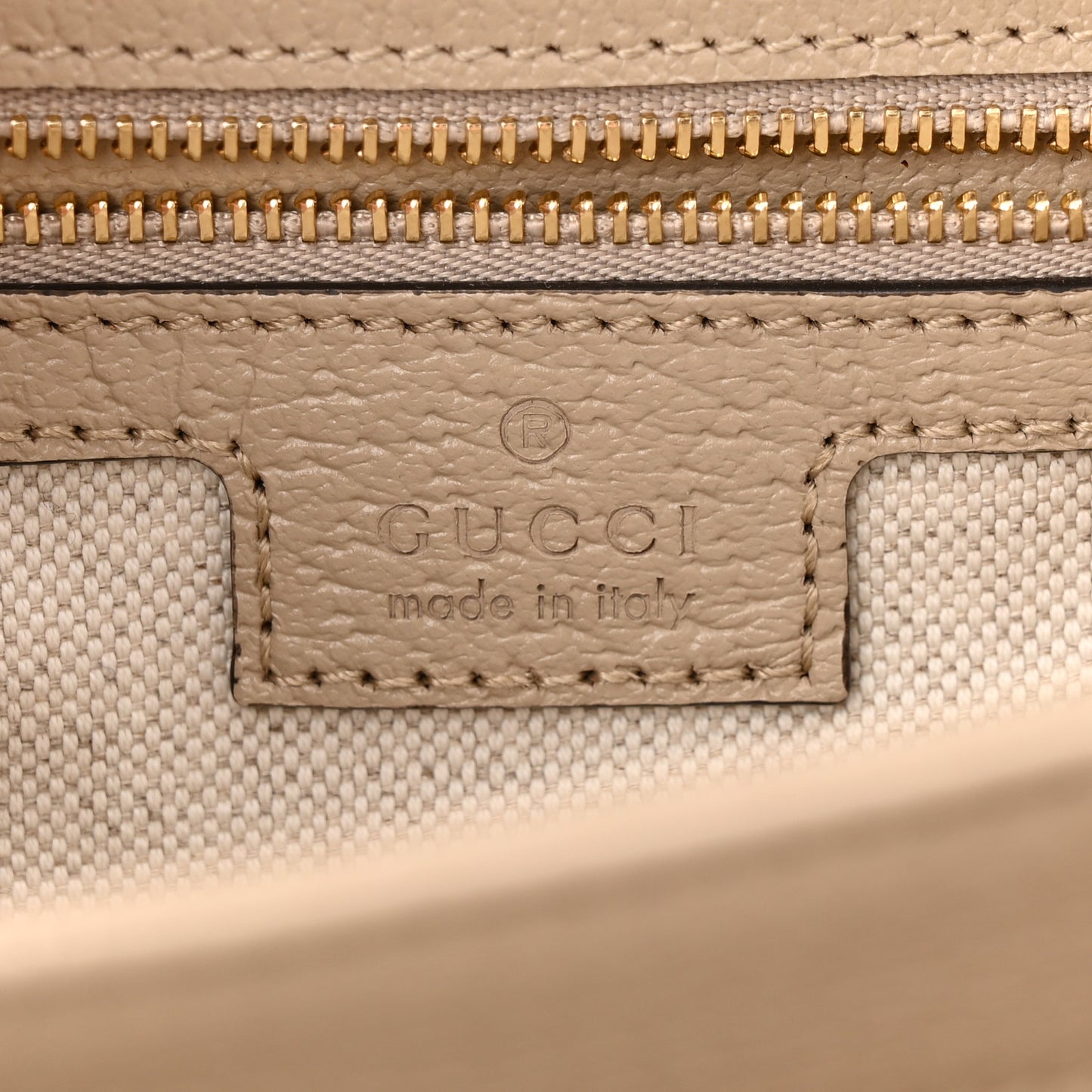 GG Supreme Monogram Textured Dollar Calfskin Web Small Ophidia Padlock Top Handle Bag Beige Mystic White Oatmeal