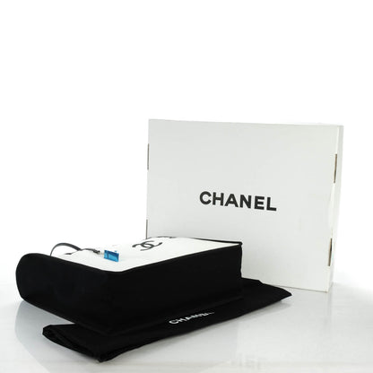 Chanel Canvas Calfskin Large Let's Demonstrate Tote White Black 4 of 7