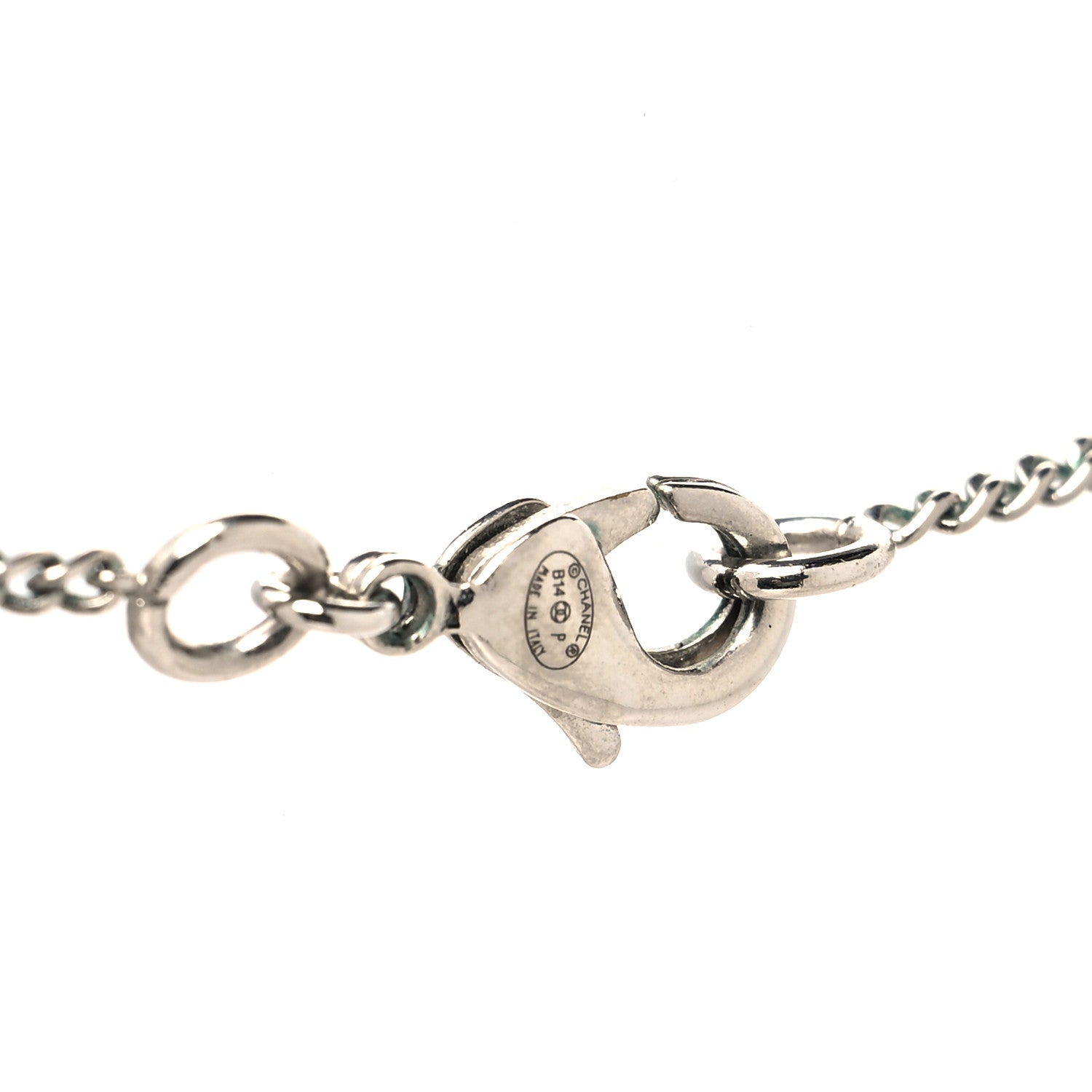 Chanel Baguette Crystal Pearl CC Lariat Necklace Silver 4 of 6