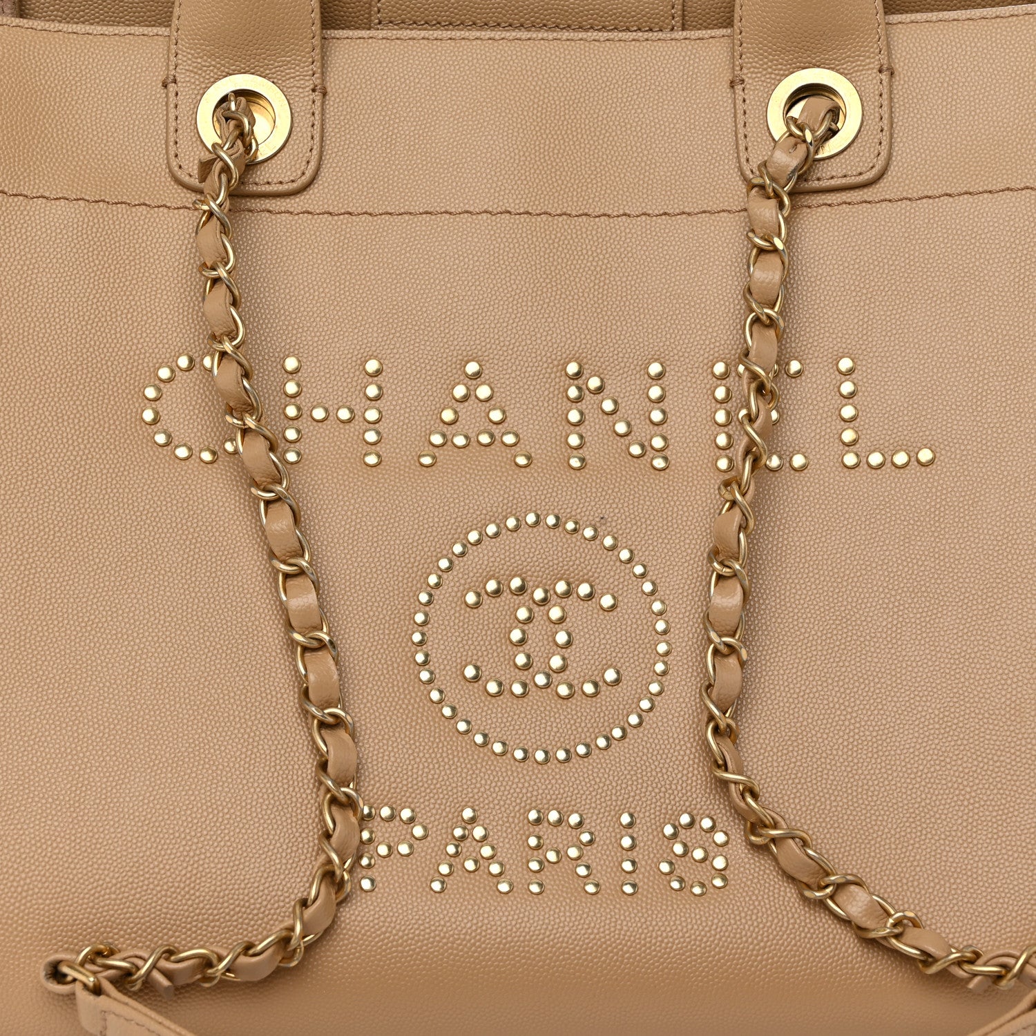 Chanel Caviar Small Studded Deauville Tote Beige 8 of 11