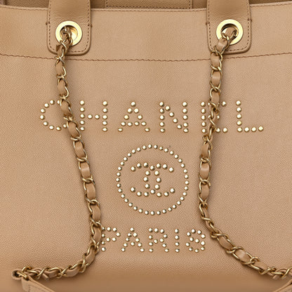Chanel Caviar Small Studded Deauville Tote Beige 8 of 11