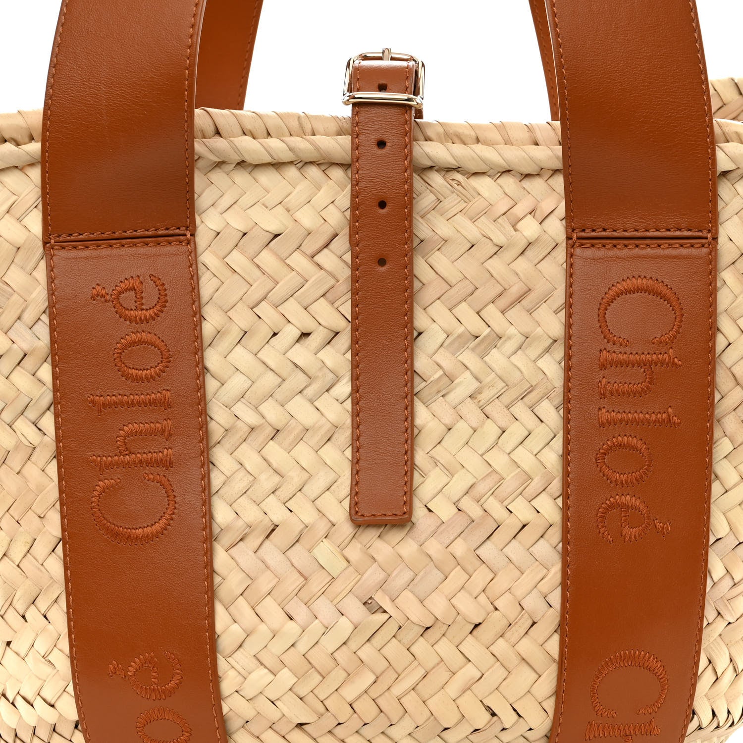 Chloe Raffia Smooth Calfskin Medium Sense Basket Caramel 8 of 12