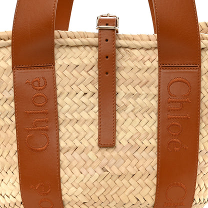 Chloe Raffia Smooth Calfskin Medium Sense Basket Caramel 8 of 12