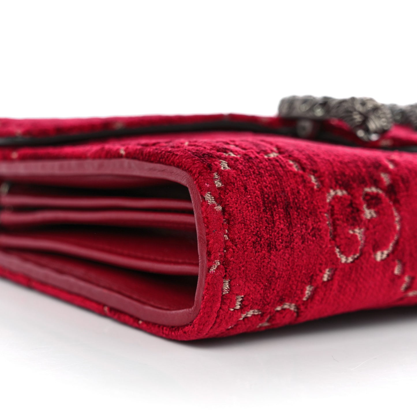 Velvet GG Monogram Mini Dionysus Chain Wallet Red Cipria